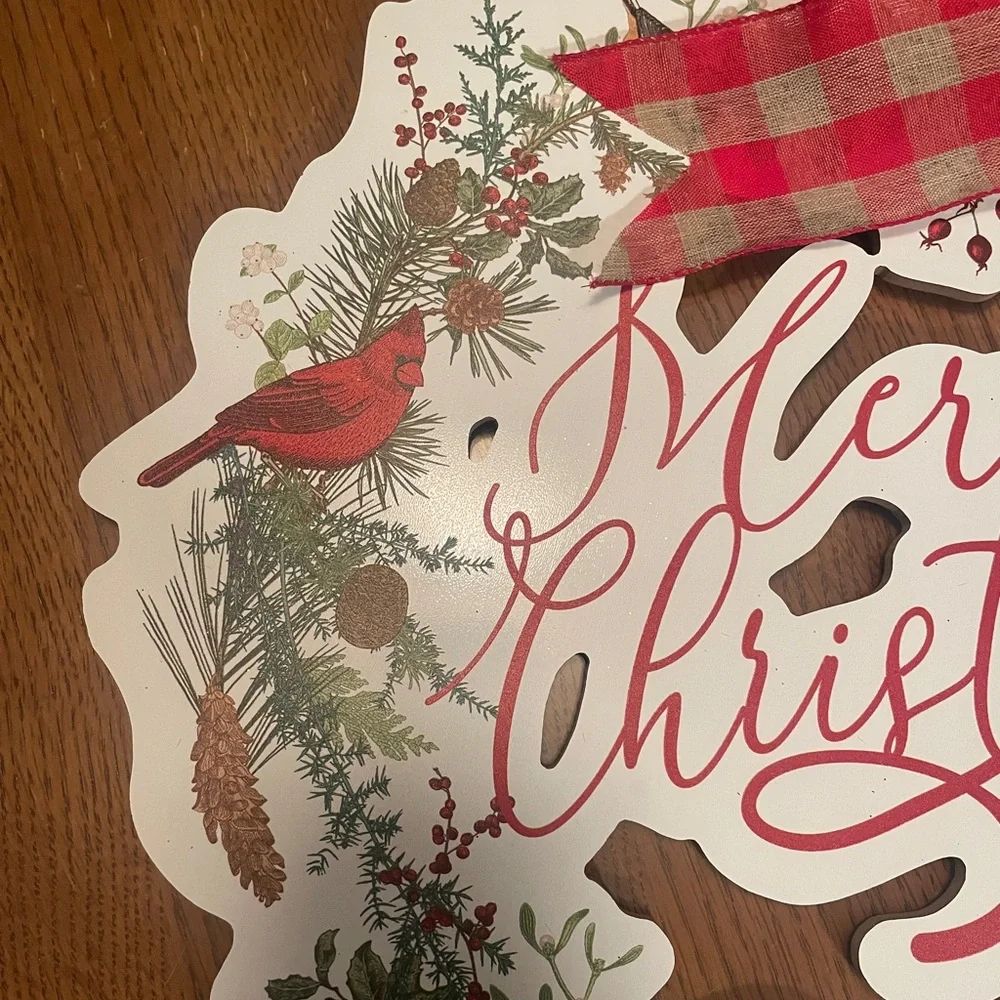 Wood Christmas Bird Wreath